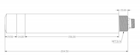 一体式荧光法溶氧传感器尺寸图